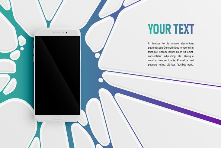 Colorful smartphone template for advertising, vector illustration