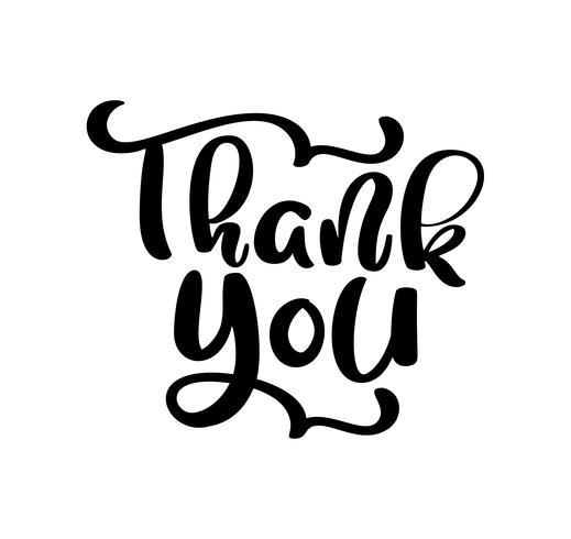 Hand drawn vintage Vector text Thank you. Isolated on white background. Calligraphy lettering illustration for wedding, greeting card, tag