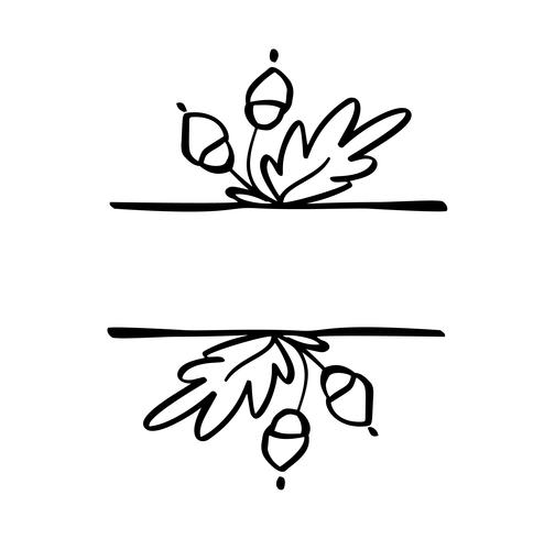 Autumn vector illustration leaves border frame with space text background. Black brush doodle sketch with gourds for thanksgiving day holiday