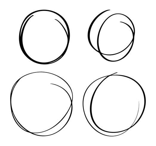 Hand drawn circle line sketch set. Vector circular scribble doodle round circles for message note mark design element. Pencil or pen graffiti bubble or ball draft illustration