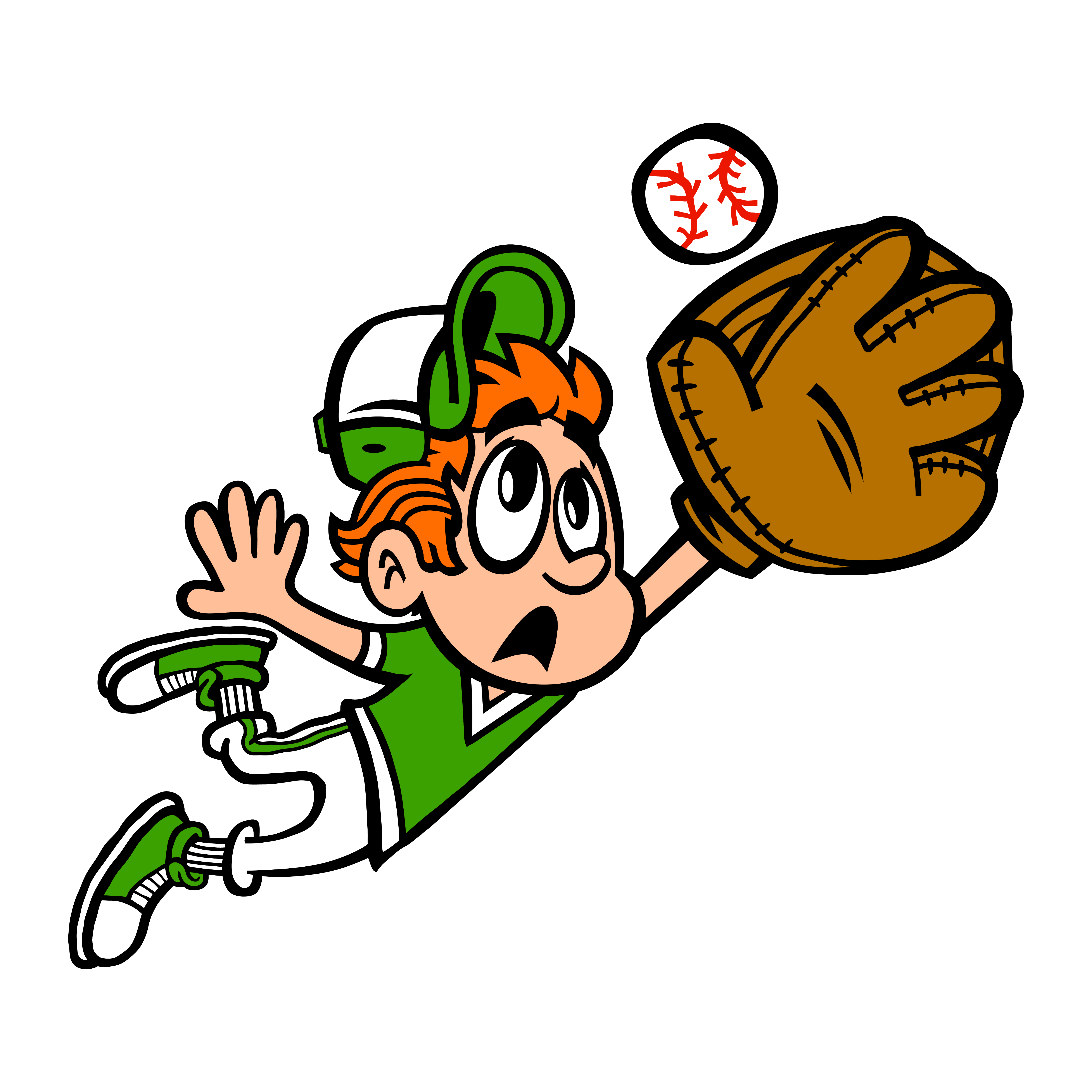 Cartoon Kids Playing Baseball