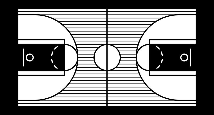 Vector illustration of a hardwood basketball court