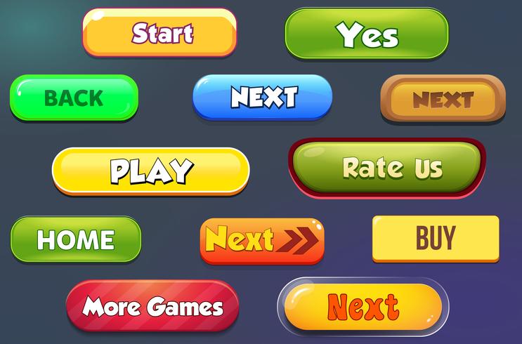 casual buttons for mobile games detail ui vector