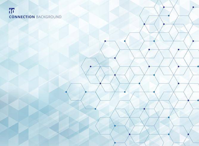 Abstract Hexagons With Nodes Digital Geometric With Lines And Dots