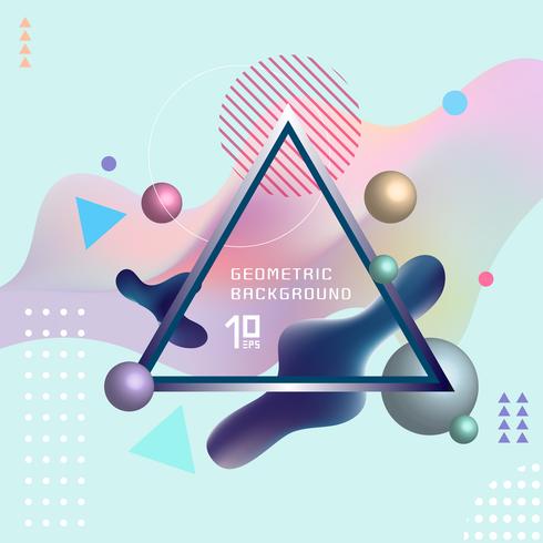 Abstract template colorful fluid shapes and geometric poster cover design background with triangle lable. You can use for place cards, banners, flyers, presentations and annual reports. vector