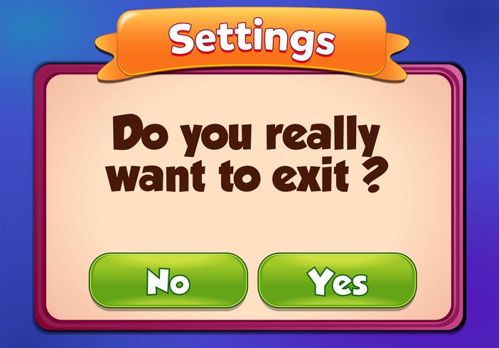 Settings menu scene pop up with sound music and buttons vector