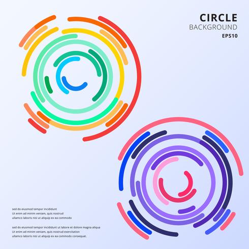 Abstract colorful circles maze rounded corners background with space for text. vector