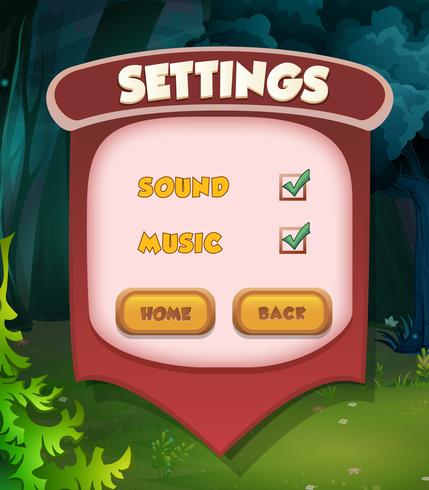 Setting menu scene pop up game ui vector