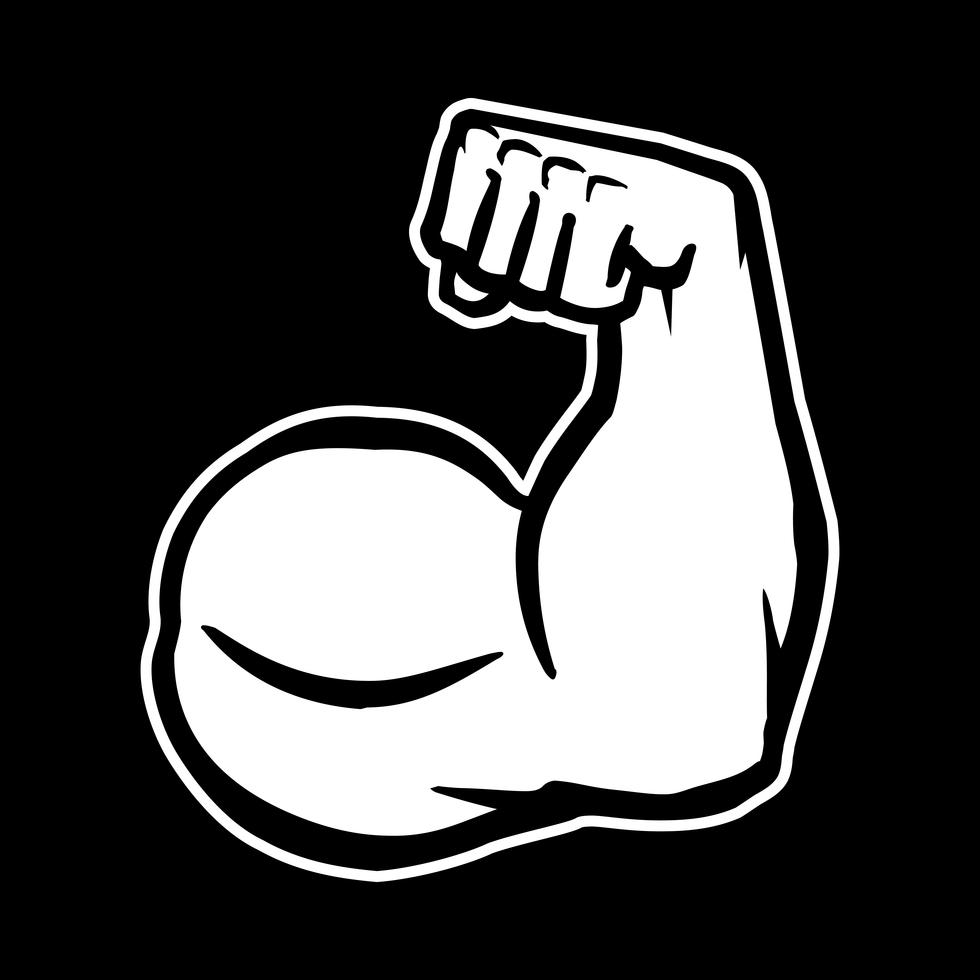 Strong Bodybuilder Biceps Flex Arm Vector Icon.
