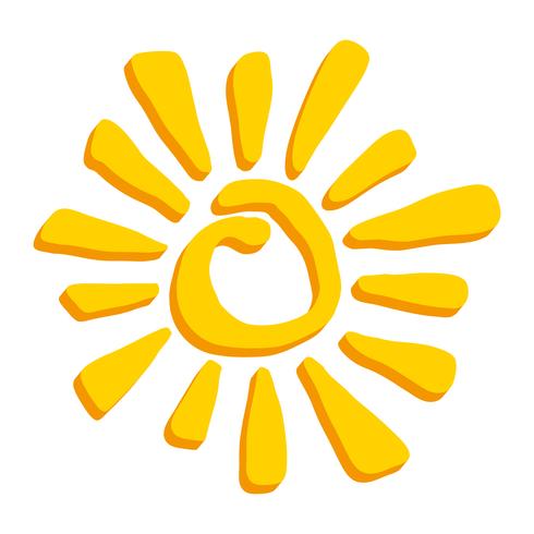 Yellow Stylized Sun in Inky Painted Tribal Style vector icon