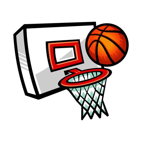 Cartoon vector basketball and net