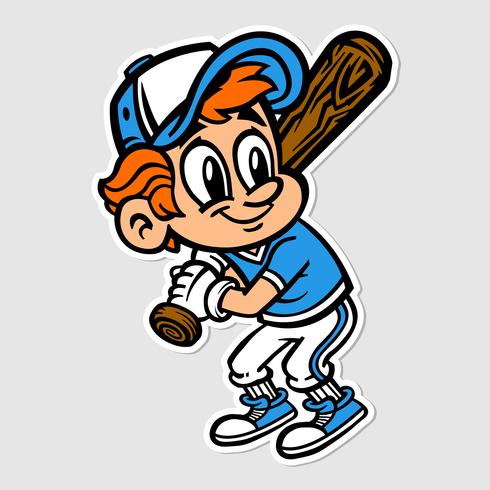 Béisbol jugador niño vector de dibujos animados