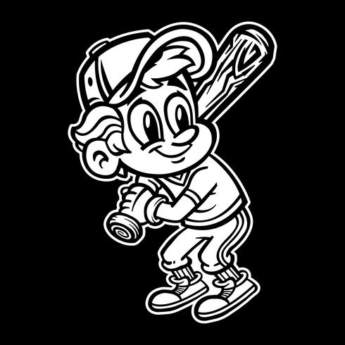 Baseball Player Kid vector cartoon