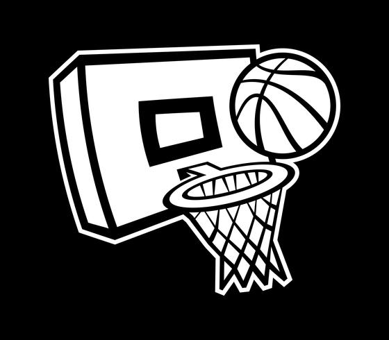 Cartoon vector basketball and net