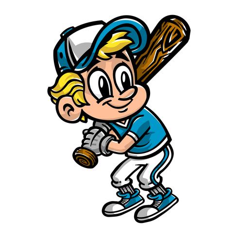 Béisbol jugador niño vector de dibujos animados