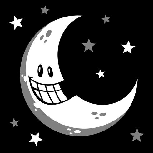 Luna sonriente ilustración vectorial de dibujos animados vector