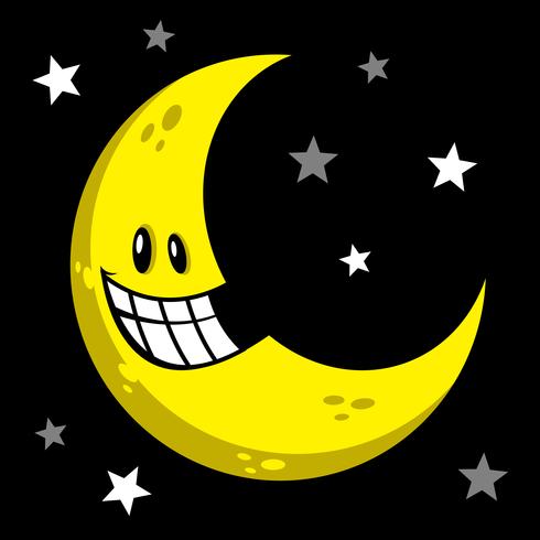 Moon smiling cartoon vector illustration