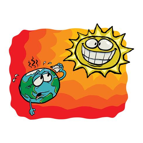 Dibujos animados del sol y la tierra vector