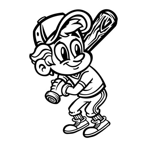 Béisbol jugador niño vector de dibujos animados