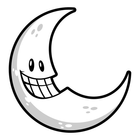 Luna sonriente ilustración vectorial de dibujos animados vector