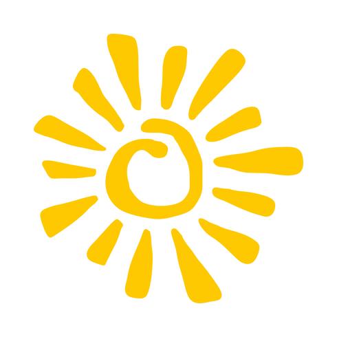 Yellow Stylized Sun in Inky Painted Tribal Style vector icon