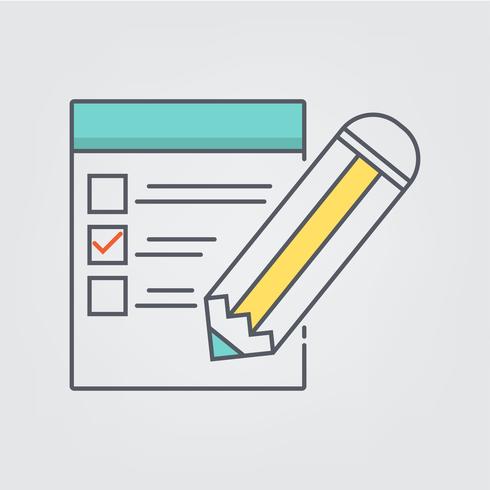 Line art pencil checking to do list web icons. ilustration vector symbol. 