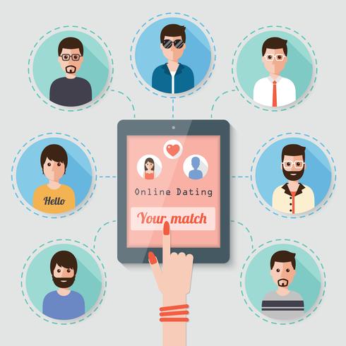 Online dating via social network. vector