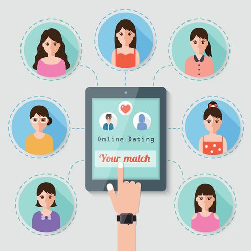 Online dating via social network. vector