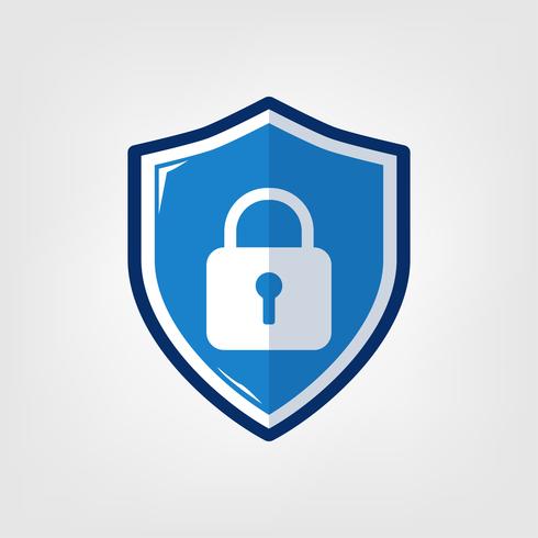 Shield with padlock icons flat design style. security concept. vector