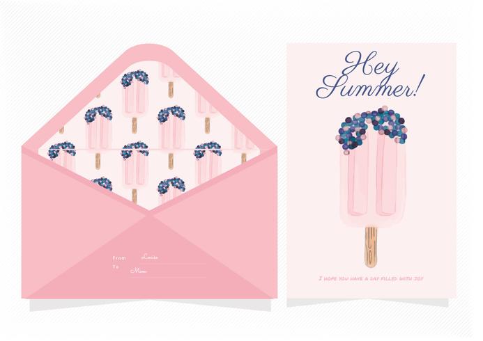 Vector Pink Ice Cream Greeting Card