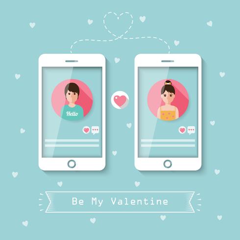 Online dating via social network. vector