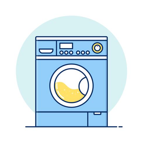 Fine Line art Washing machine for web icons vector