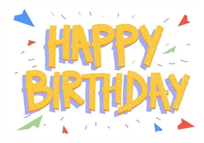 Happy Birthday Typography in White Background and Yellow Letters 551481 ...