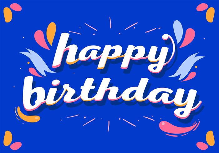 Tipografía de feliz cumpleaños en fondo azul vector