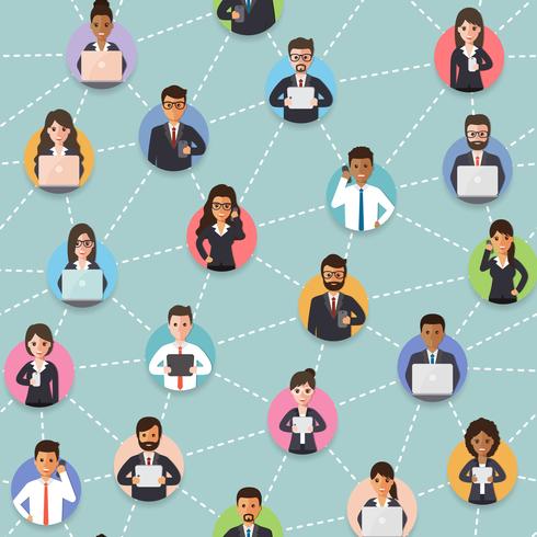 Connected business people seamless pattern. vector