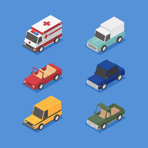 Conjunto de arte de clip de transporte isométrico vector