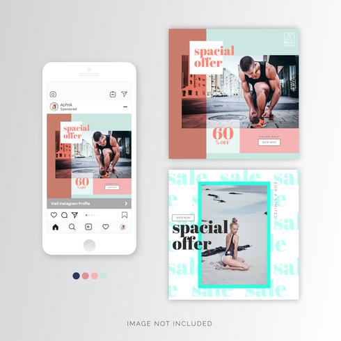 Summer sale social poster template vector