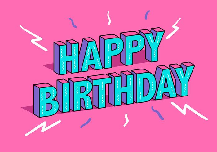 Happy Birthday Typography in Pink Background vector