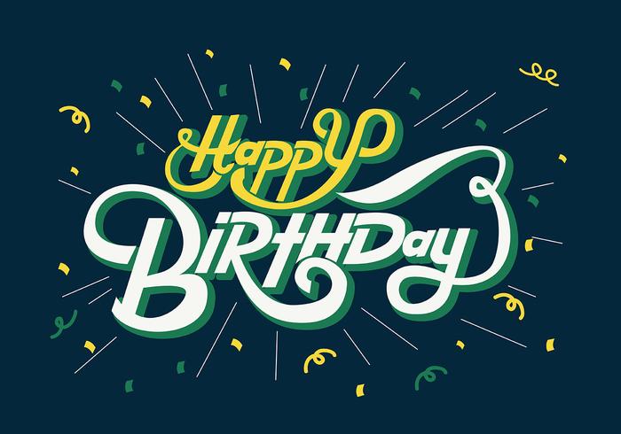 Tipografía de feliz cumpleaños en letras amarillas y blancas vector