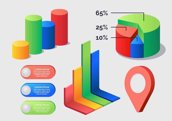 3d elementos de infografia vector illustration