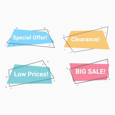 Set of Flat linear promotion ribbon banner. vector