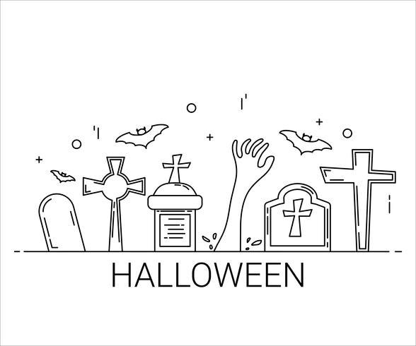 Flat line art style. design for halloween.  website and banner. vector