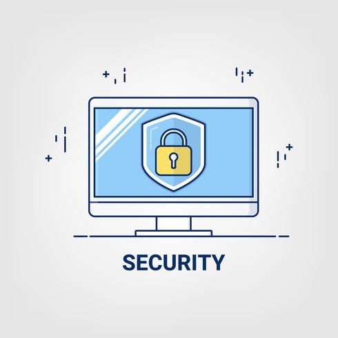 Flat Thin line Art icon. Internet security online business concept. vector