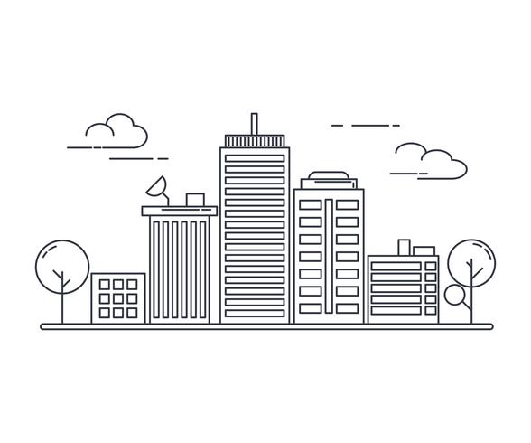 Thin line art style. design for urban cityscape idea theme website banner. vector