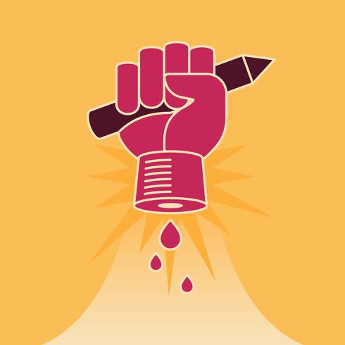 Fist with pencil vector