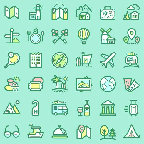 Travel icons set. vector