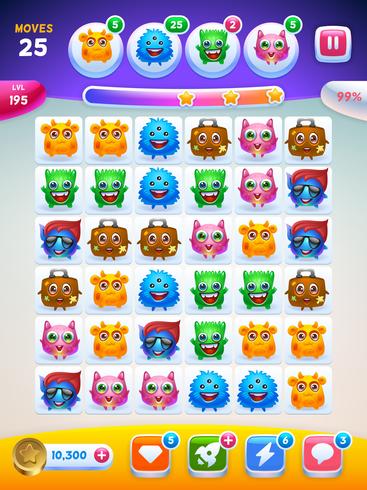 Game UI. Playing field screen. vector