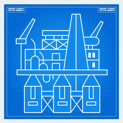 Oil platform rig blueprint scheme vector