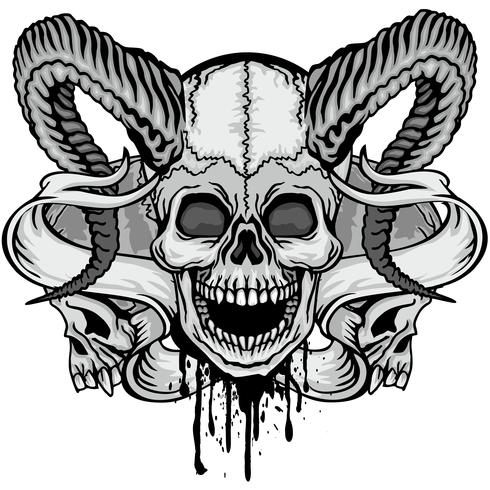 aggressive emblem with skull vector