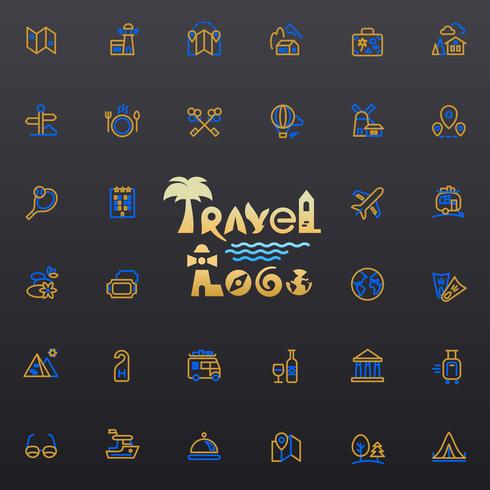 Logo e iconos de viaje vector